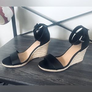 Black Wedge Sandals